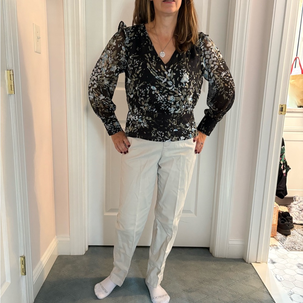 White House Black Market Black and White Blouse